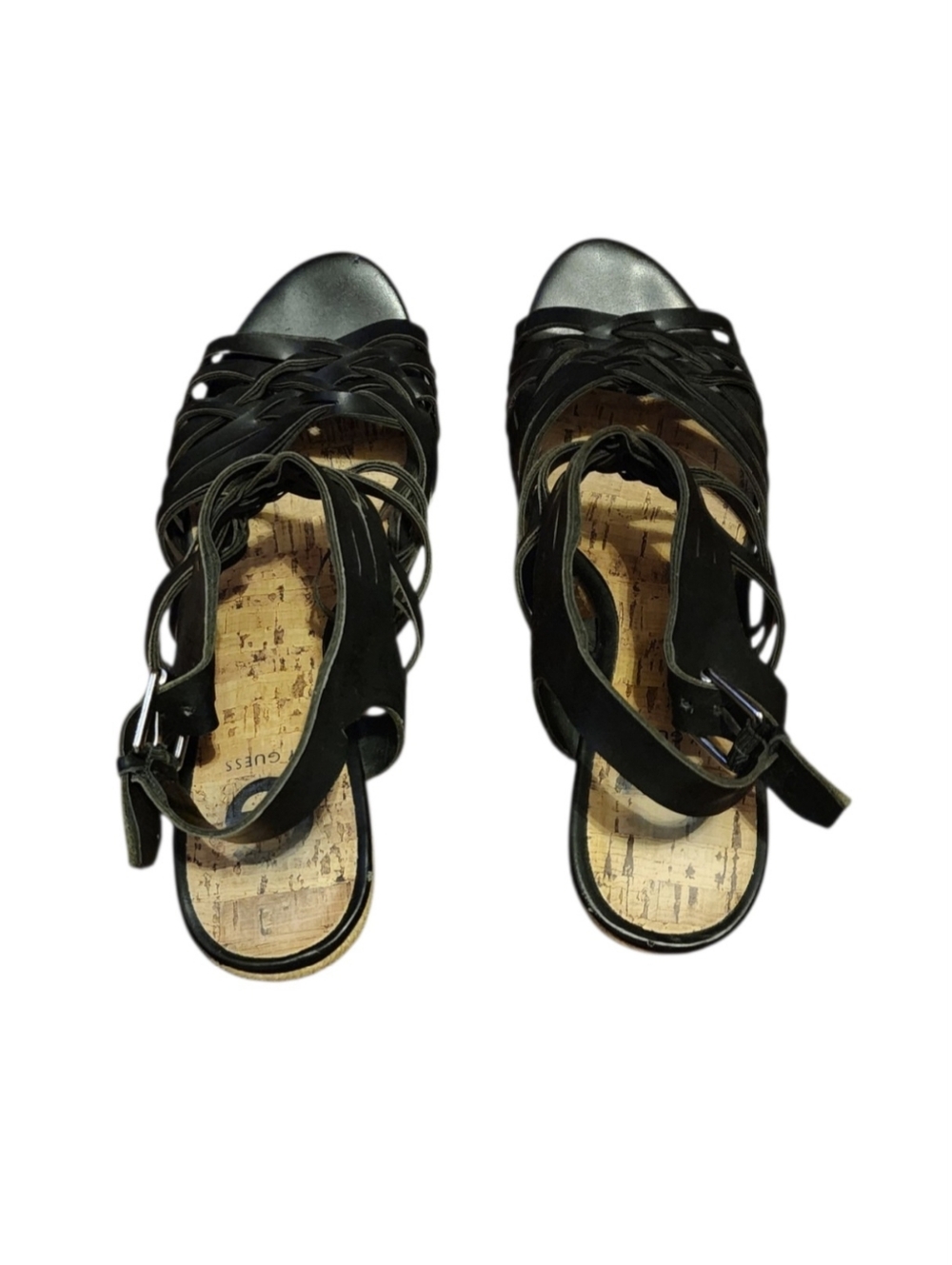 G by GUESS Black Strappy Espadrille Wedge Sandals, 8 1/2 - Picture 2 of 6